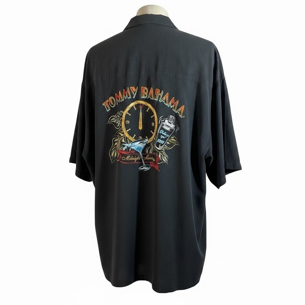 Tommy Bahama Silk Shirt XXL Mens Midnight Martinis Embroidered - Picture 3 of 13